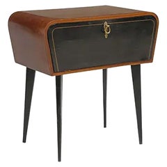 Italian Mid Century Mahogany Side Table with Ebonized Front