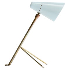 Lampada da tavolo di design francese, ottone, metallo, Francia, anni '50