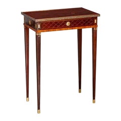 19th Century Baltic Neo-Classical Mahogany Side Table with Brass Inlay