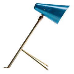 French Designer, Table Lamp, Brass, Metal, France, 1950s