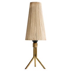 Swedish Designer, Table Lamp, Brass, Fabric, Sweden, 1950s