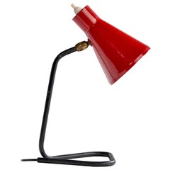 French Designer, Table Lamp, Metal, Brass, France, 1950s