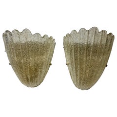 Pair of Modern Gold "Granola" Glass Shell Sconces