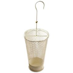 1950s Mathieu Mategot French White Perforated Metal Umbrella Stand / Holder 8