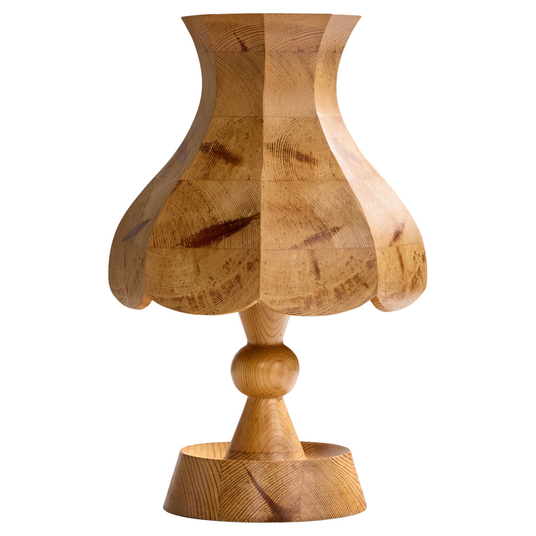 Swedish Designer, Table Lamp, Pine, Sweden, 1970s For Sale