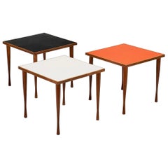 Set of Three Danish Mid Century Modern Side Tables with Laminate Top