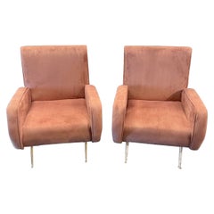 Pair of Italian Pink Club Chairs after Marco Zanuso