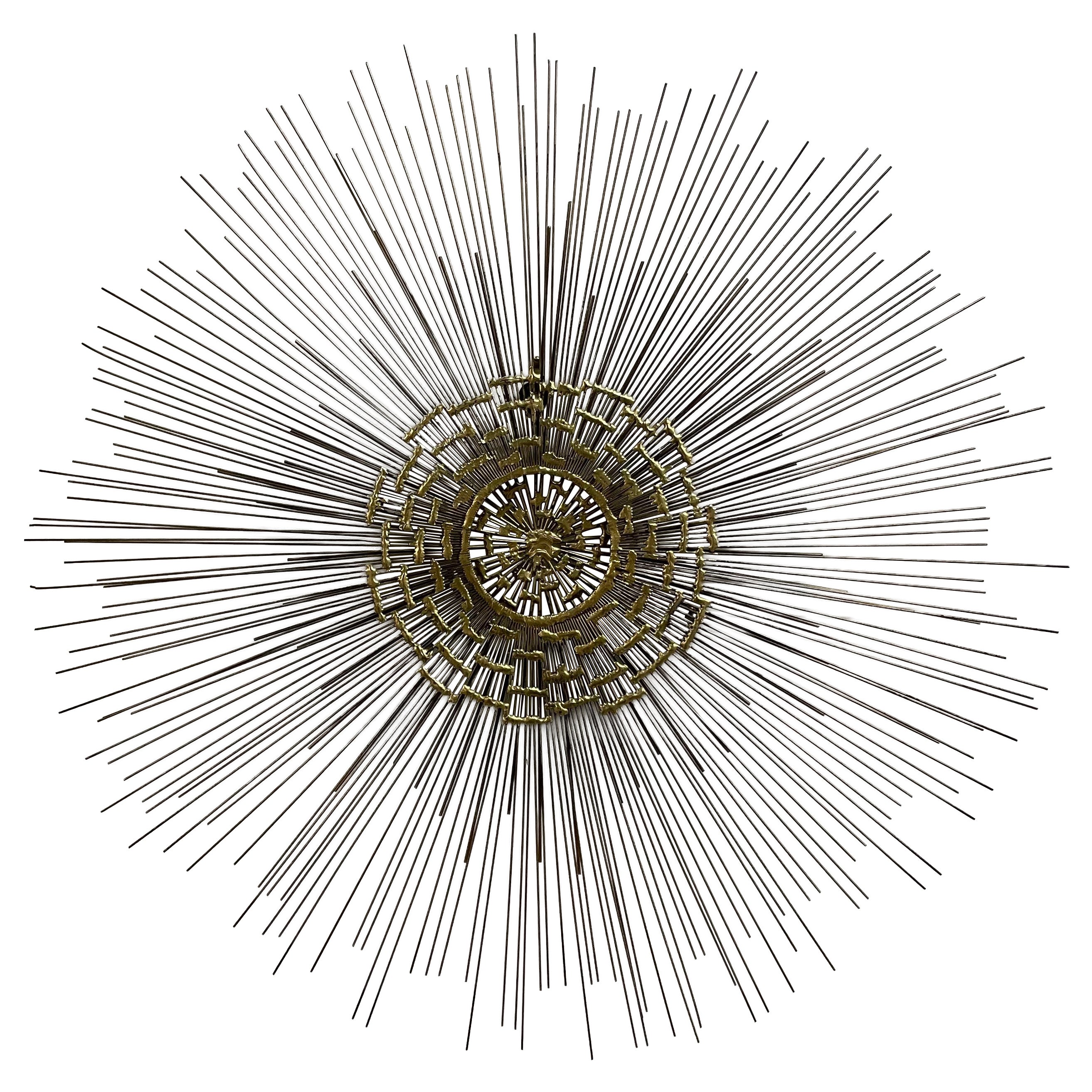 Mid-Century Brutalist Metal Starburst Sunburst Wall Art, Curtis Jere Era