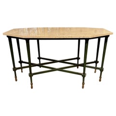 Vintage Italian Travertine and Painted Steel Coffee Table