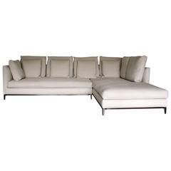 Minotti "Andersen Slim 103 Quilt" L-Shape Sofa by Dordoni in "Paco" Linen
