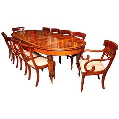 Superb Burr Walnut Marquetry Dining Table and Ten Chairs 10
