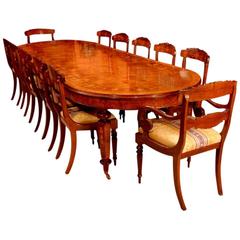 Burr Walnut Marquetry Dining Table and 12 Chairs 11