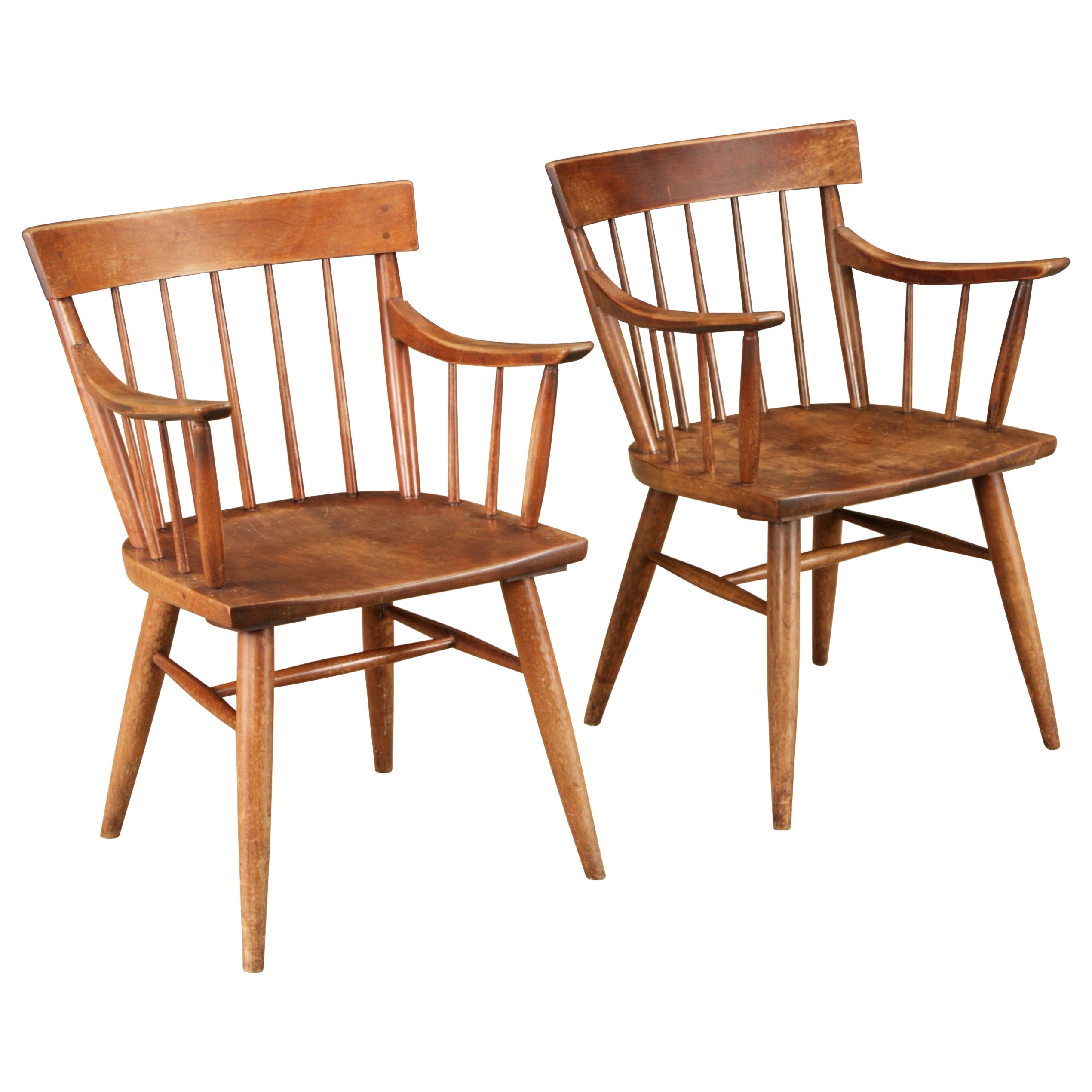 Fauteuils à dossier en cerisier massif du milieu du siècle de Willett Furniture Company en vente