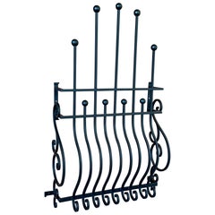 Mid-20th Century Hand-Forged Iron Window Grille With Sculptural Scrollwork