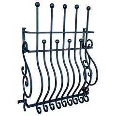 Mid-20th Century Hand-Forged Iron Window Grilles With Sculptural Scrollwork-Pair