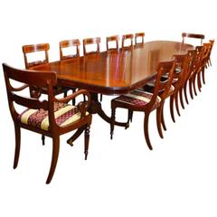 Three-Pillar Mahogany Dining Table and 14 Chairs 4