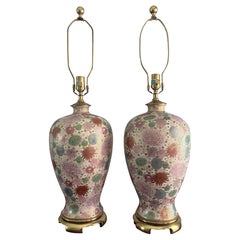 Vintage Paul Hanson French Cloisonné Table Lamps, a Pair.