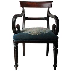 Handsome Late Regency Period Mahogany Open Armchair, circa 1825