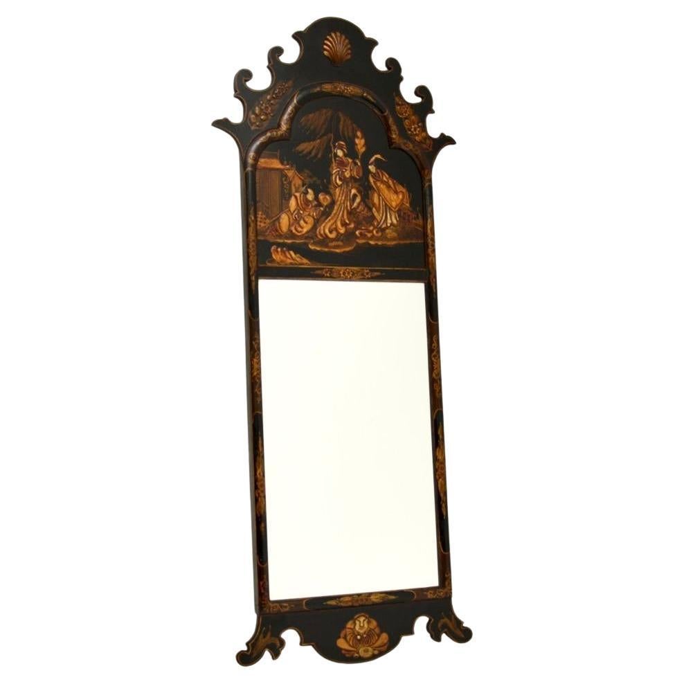Antique Georgian Period laquered Chinoiserie Mirror en vente