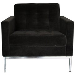 Knoll Studio "Florence Knoll" Lounge Armchair in Dark-Grey Velvet