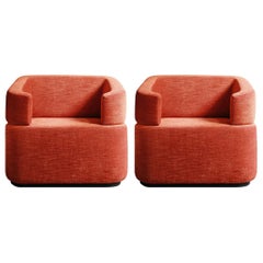 Pareja de sillones giratorios Minio - Diseño moderno tapizado, brazos curvados by Lagu