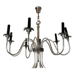Neoclassical Style Silvered Metal Chandelier by Maison Charles