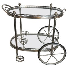 Oval Silvered Brass Drinks Trolley by Maison Bagués