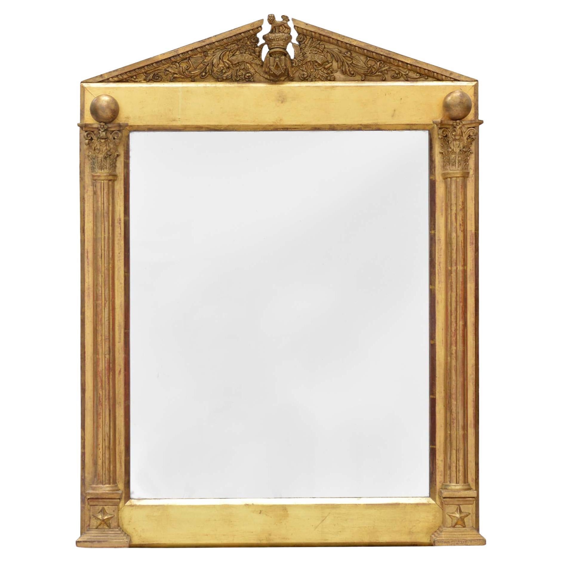 19th century antique giltwood mirror For Sale