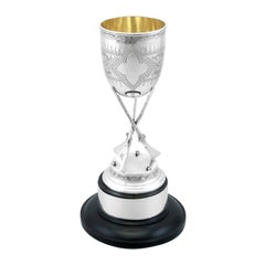 Antique Victorian Sterling Silver Rifle Presentation Cup (1868)