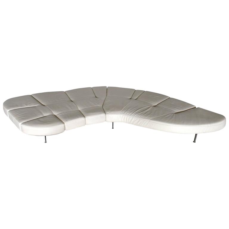 Edra Flap Sx Sofa In Chalk White Cream Leather By Francesco Binafare
