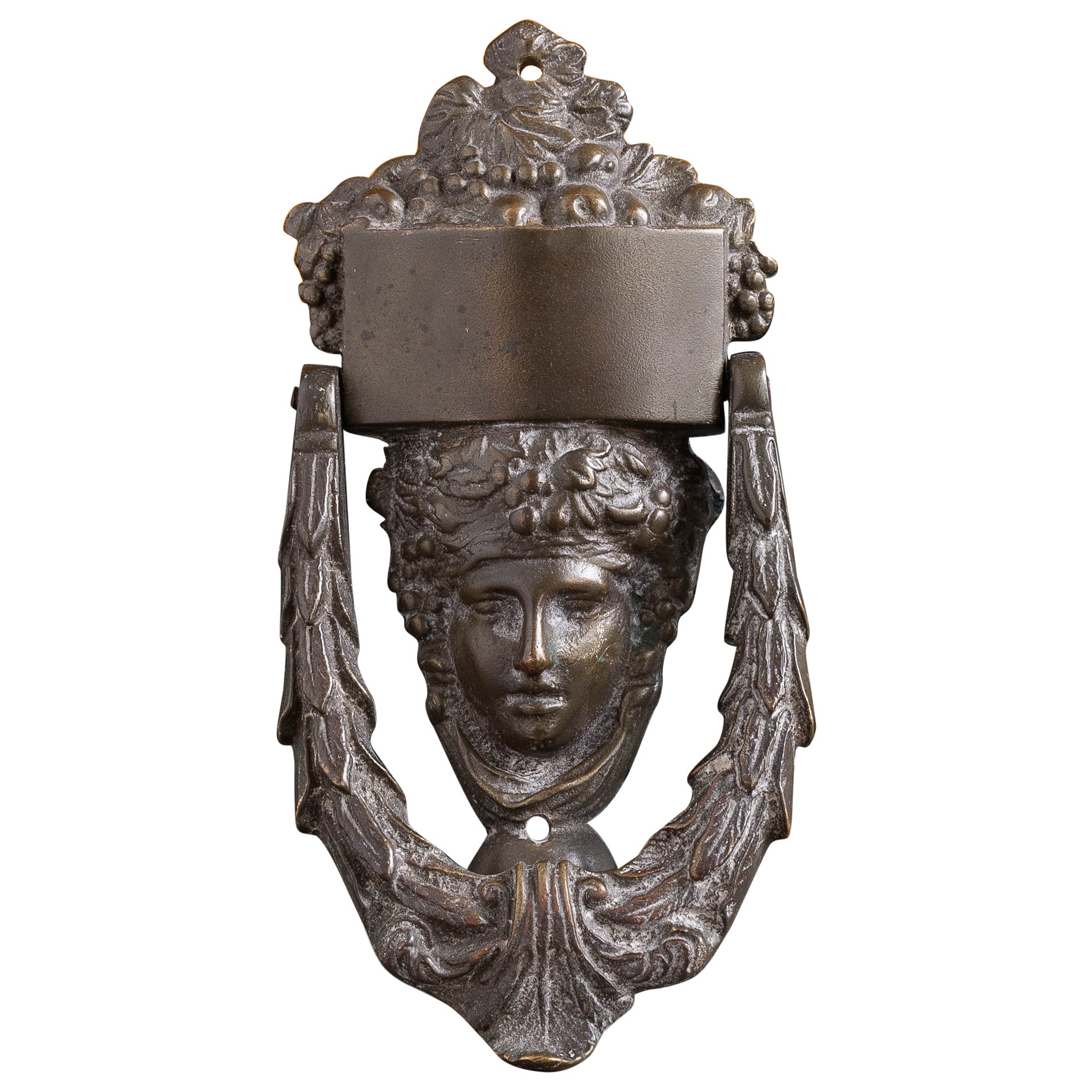 Antique Neo-Classical Brass Door Knocker For Sale
