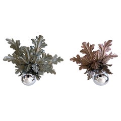 Set of Two Mid-Century Floral Flush Mounts or Sconces by W. Müller Germany 1970s