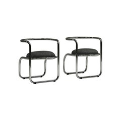 Jeu de 2 chaises d'appoint chromées, 1970 Italie.
