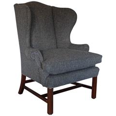 Ralph Lauren “Devonshire” Wingback Armchair in Grey Woollen Herringbone Fabric 5