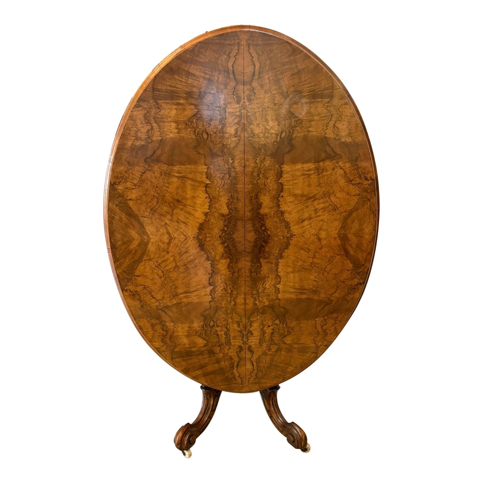 Antique Victorian Quality Burr Walnut Oval Centre/Dining Table