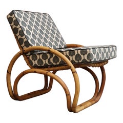 Vintage Italian Bamboo and Wicker Sculptural Lounge Chair mit zusätzlichen Polstern