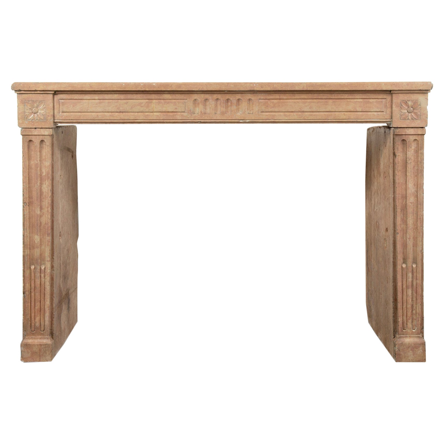 French Louis XVI Limestone Fireplace Mantelpiece For Sale