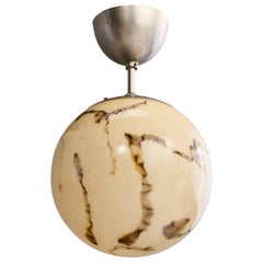 Schwedische Designerin, Pendelleuchte, Glas, Nickel, Schweden, 1930er Jahre