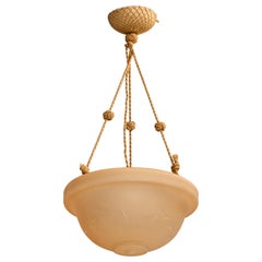 Atribución de Arvid Böhlmarks Lampfabrik, Lámpara colgante, Cristal, Cuerda, Suecia, 1930