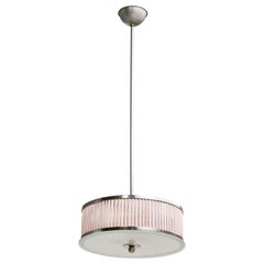 Venini Trieste Attribution, Pendelleuchte, Nickel, Acryl, Glas, Italien, 1930er Jahre