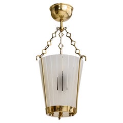 Swedish Designer, Pendant Light, Brass, Glass, Sweden, 1960s