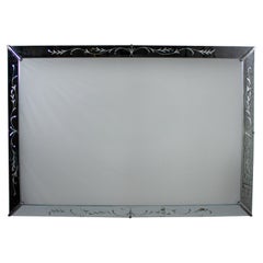 1930-1950’s Art Deco Hollywood Regency Etched Venetian Glass Wall Mirror