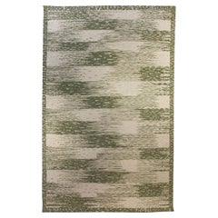Zeitgenössischer handgefertigter Forel-Wollteppich in Grün und Beige von Doris Leslie Blau