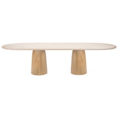 Handmade Plaster Table with Oak Wood Base "Menhir" 300cm by Isabelle Beaumont