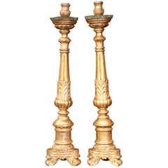 Paar französische Louis-XV-Giltwood-Ständer aus dem 18. Jahrhundert mit dreibeinigen Sockeln