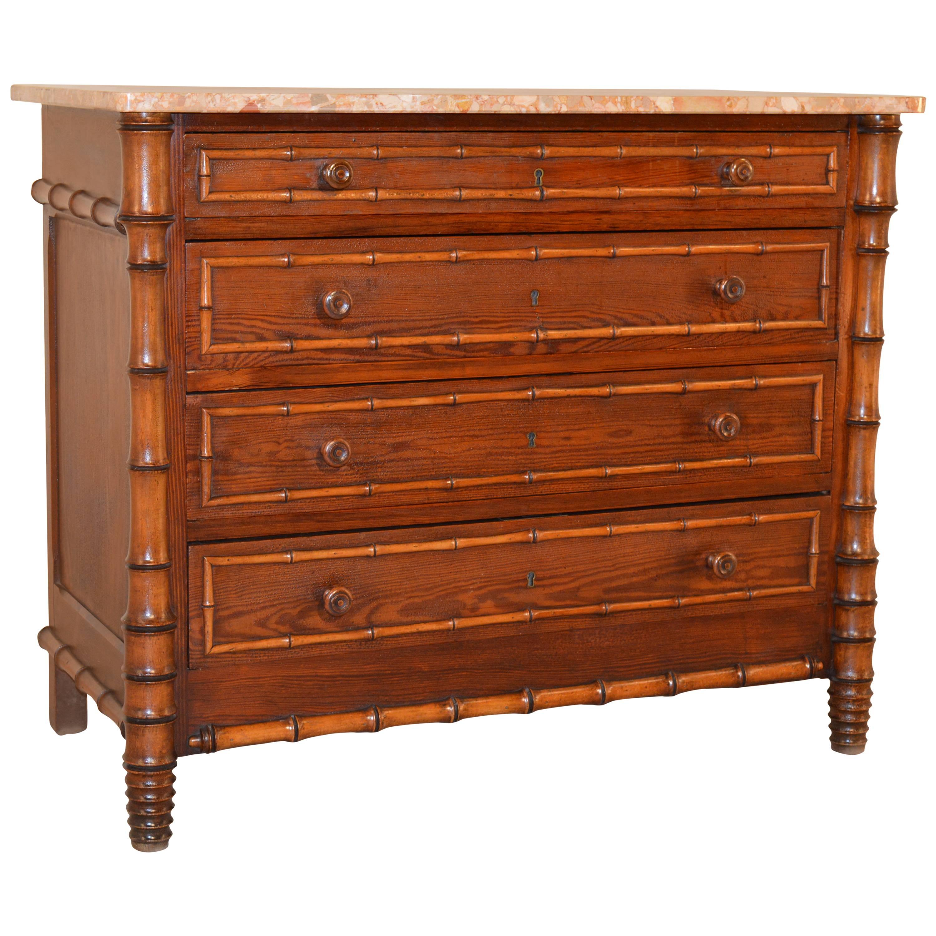 19th Century Faux Bamboo Chest of Drawers