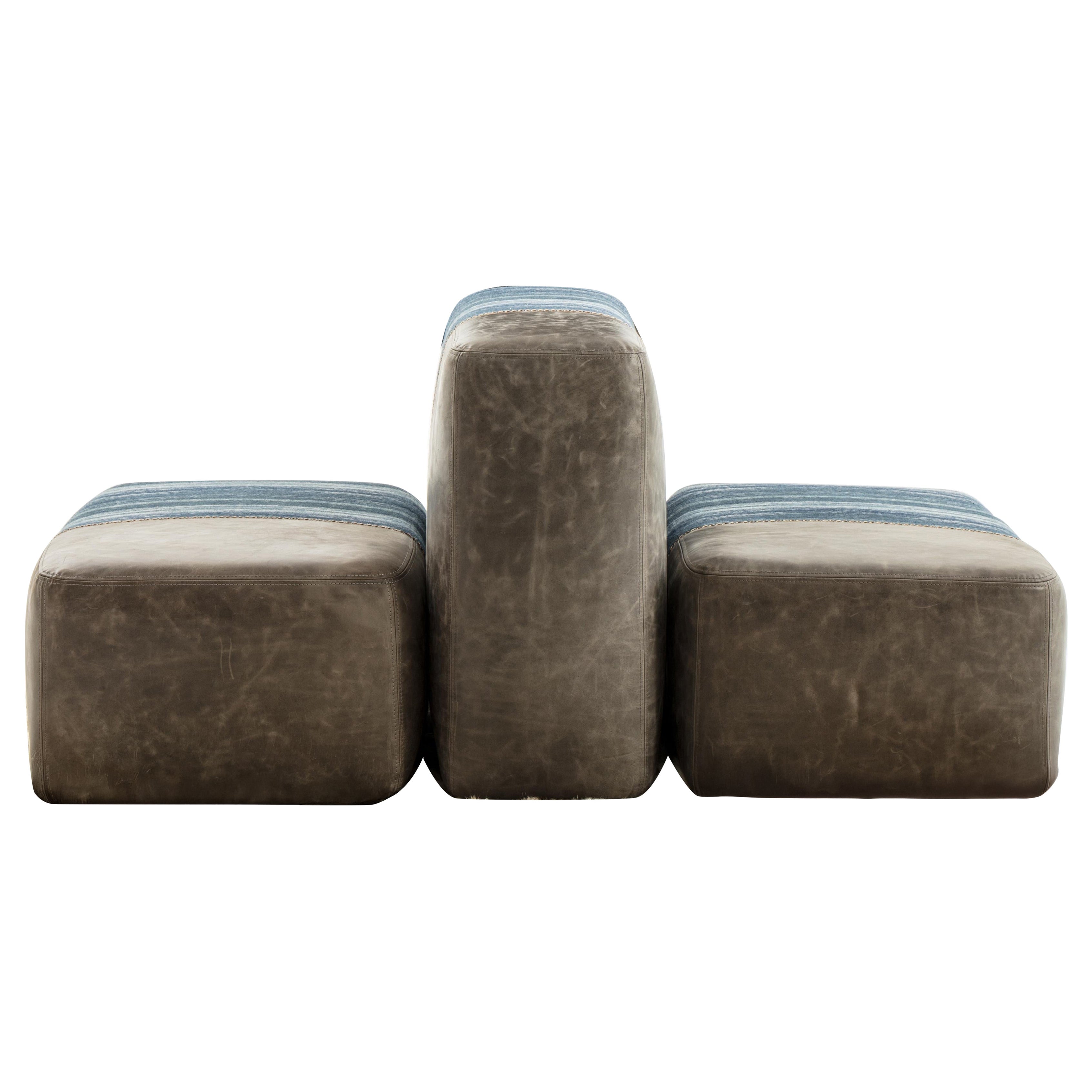 Nomad Cube en cuir de yak par KVN x Matsu - Nomadic Series par Joeri Reynaert en vente