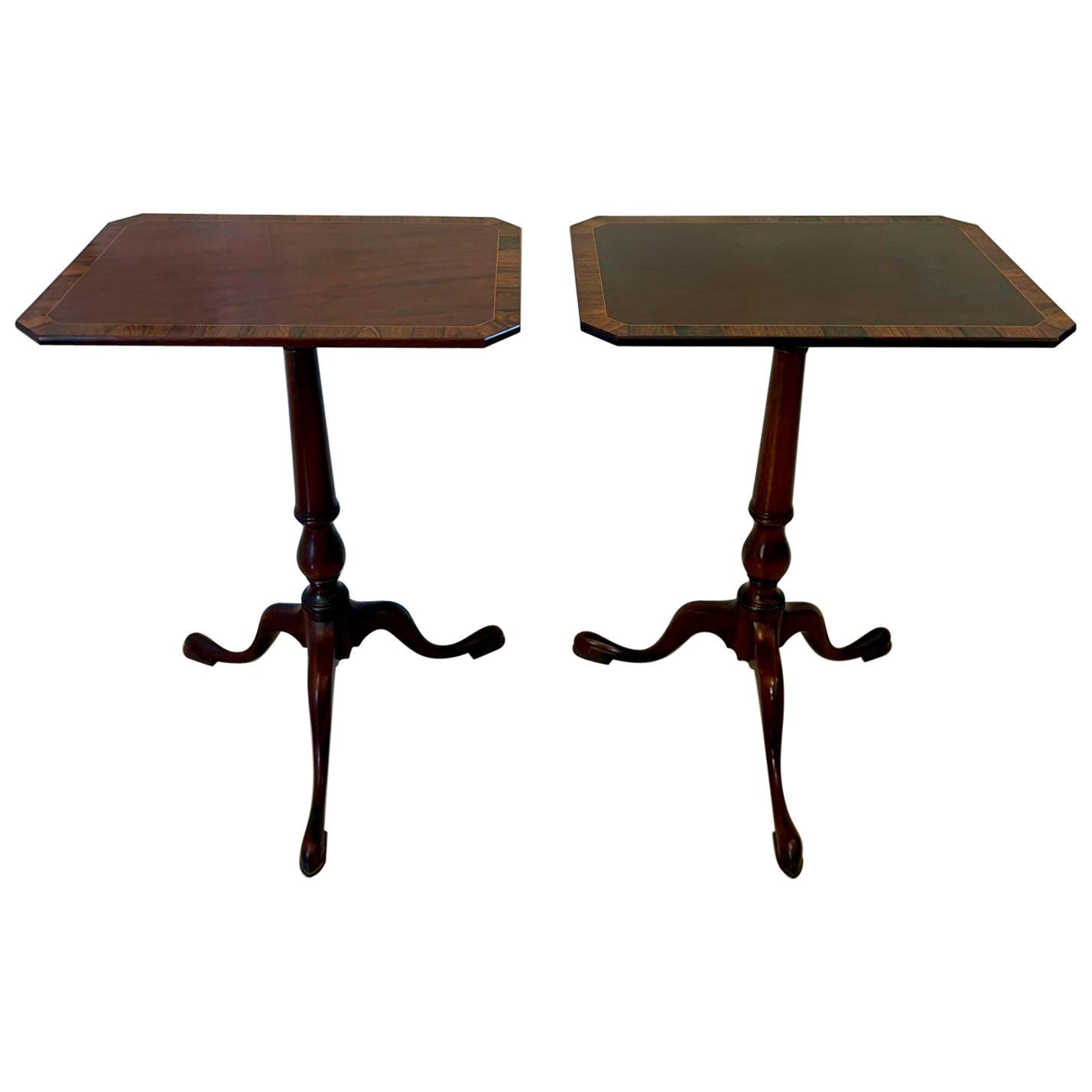 Superb Quality Pair of Antique Figured Mahogany Lamp/Bedside Tables For Sale