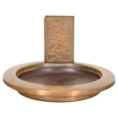 A Silver Crest Arts & Crafts Cendrier en bronze avec support pour boîte d'allumettes