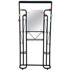 Black Wardrobe-Style Art Deco Hall Stand in Iron, France 1940s